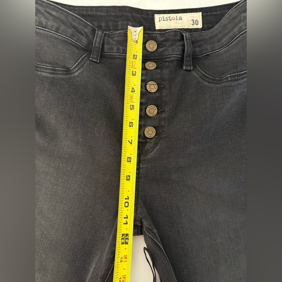 Pistola Jeans Womens Size 30 Black High Waisted Button Fly Raw Hem Grunge 504 - Picture 6 of 7